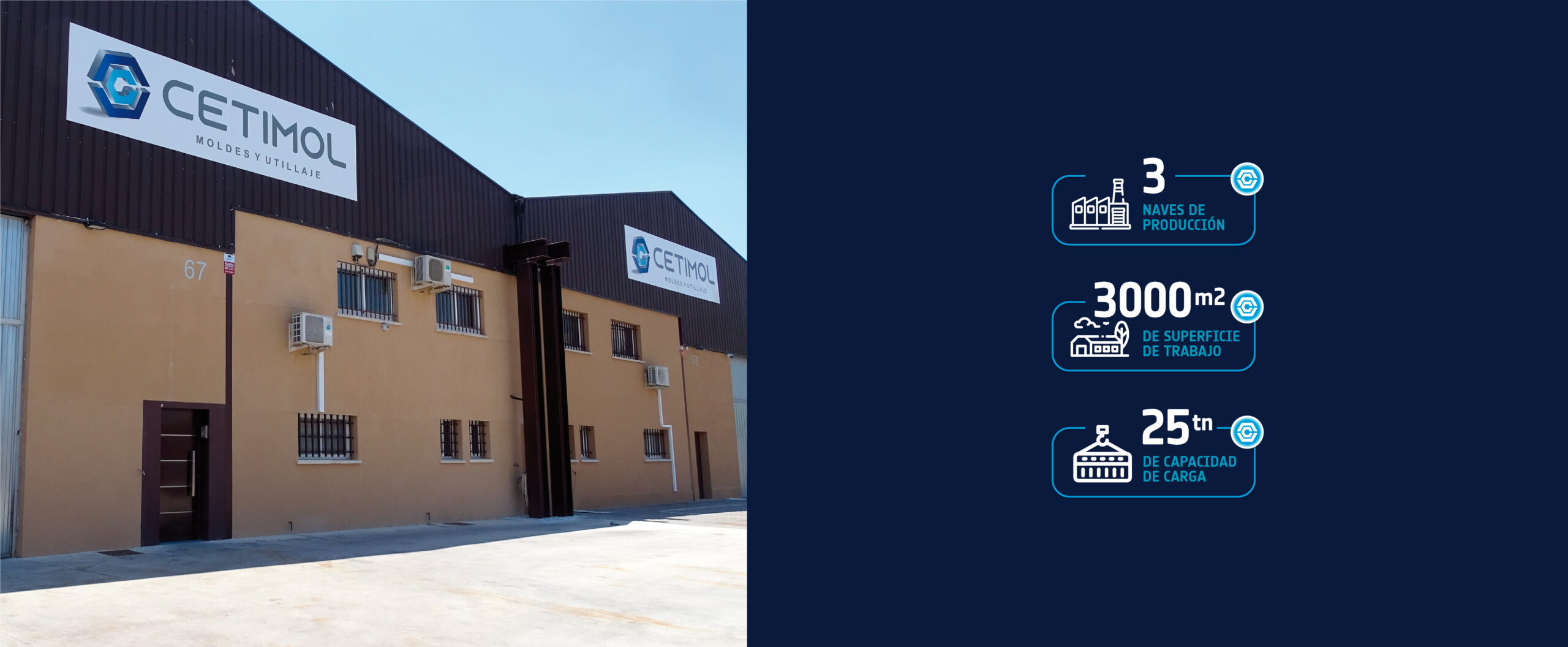 Instalaciones Cetimol: 3 naves de producción, 3.000 m² y 25 toneladas de capacidad de carga